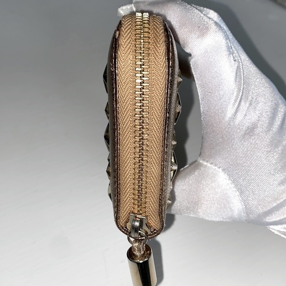 JIMMY CHOO FILIPA Gold Metallic Star Studded Spike Zip Wallet with Gift Box - Picture 9 of 17